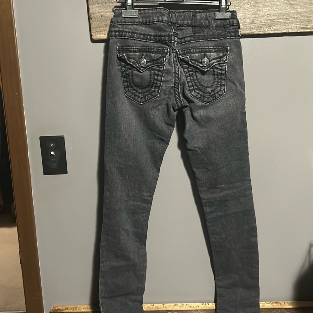 True Religion washed blk distressed jeans